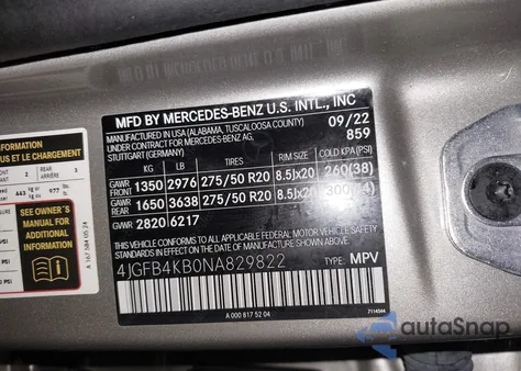 2022 Mercedes-Benz Gle 350 4Matic from USA, damaged, VIN 4JGFB4KB0NA829822